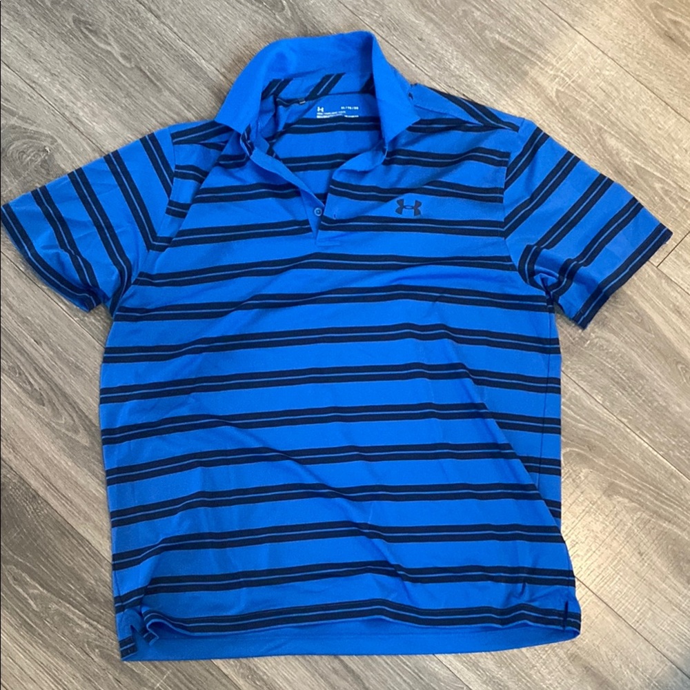 Under Armour Men's Blue Striped Polo Shirt